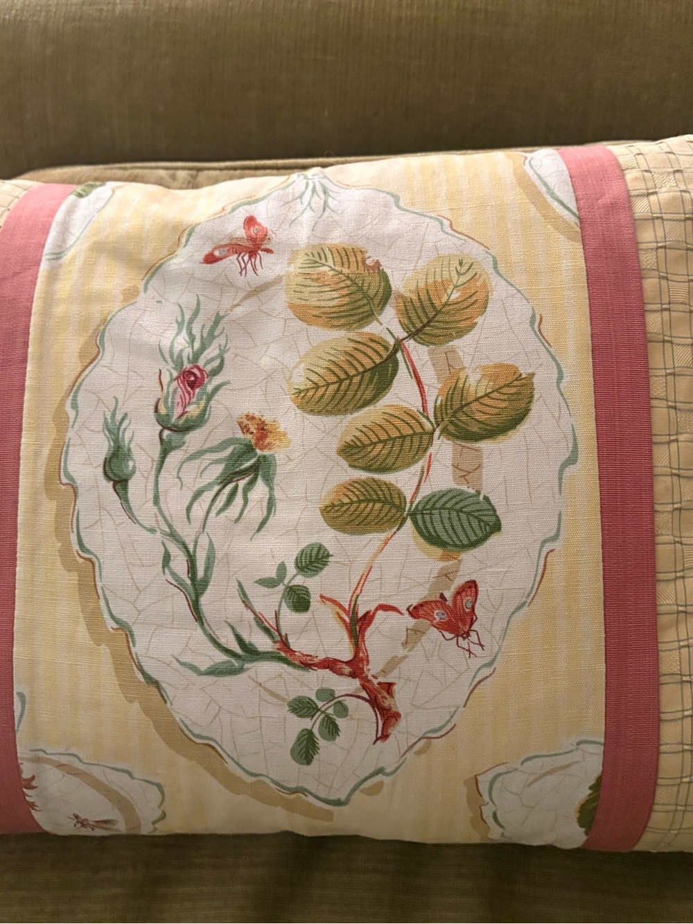 Floral Medallion Decorative Pillow Cover in Yellow and Pink